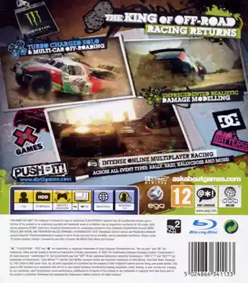 DiRT 2 (USA) (v1.01) (Disc) (Update) box cover back